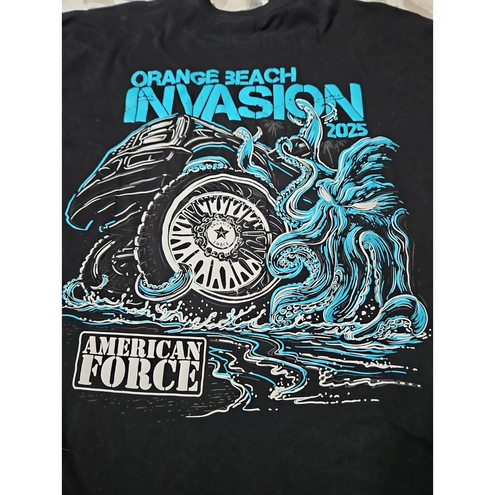 American Force Wheels Rims T-Shirt Truck Lift ORANGE BEACH INVASION XL